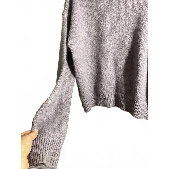 Pilcro Chunky Knit Cardigan Sweater - Soft Lavender/Cable Knit Design Medium - Picture 10 of 13